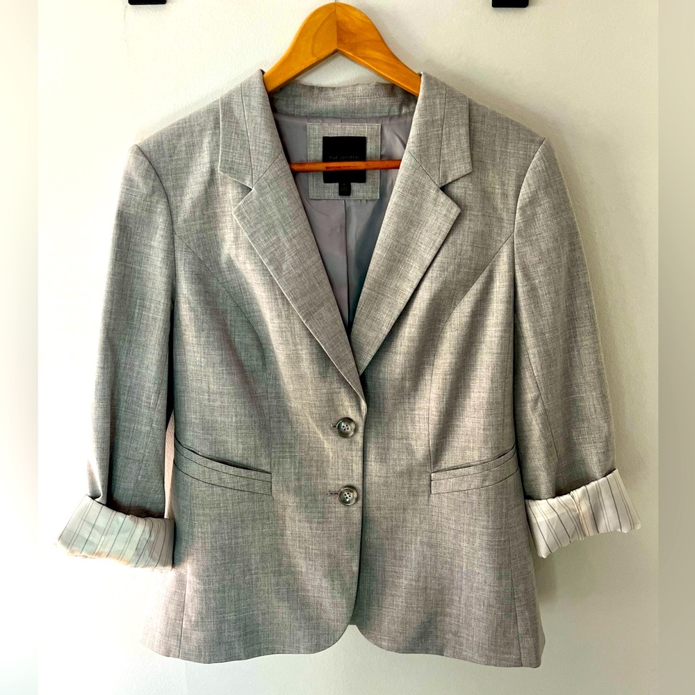 The Limited Collection Heathered Gray Blazer Size 12 Striped Lining